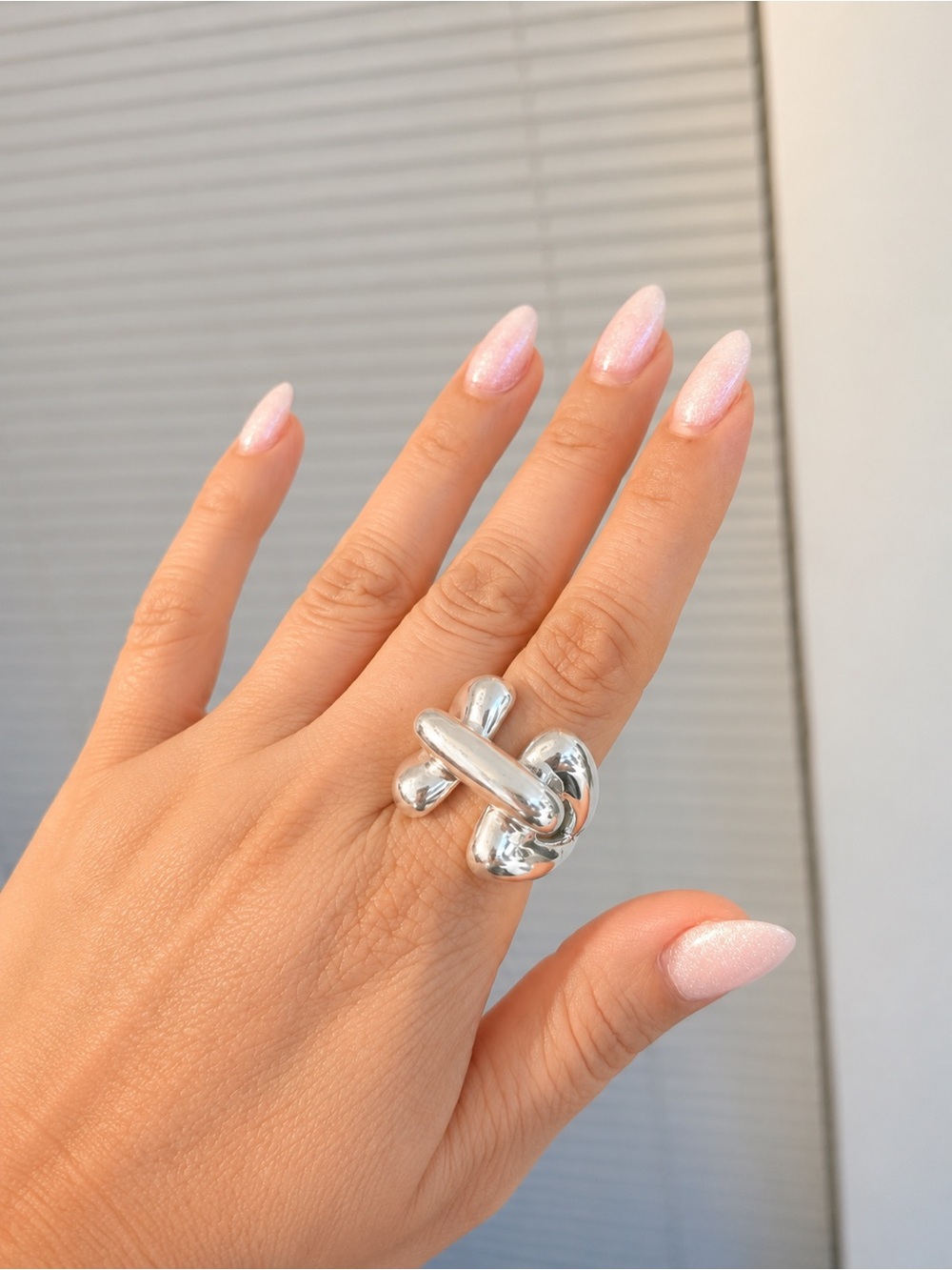 925 Sterling Silver Modern Sculptural Silver Knot Ring